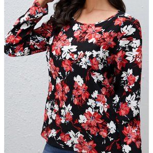 NEW! Floral Print Boat Neck Top